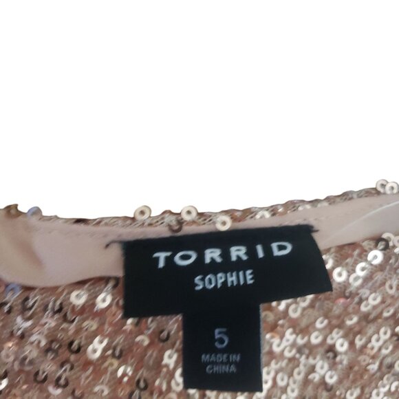 NWT Torrid Womens Rose Gold Sequin Camisole Tank Top Size 5 Party Sparkly Flirty - Picture 5 of 10